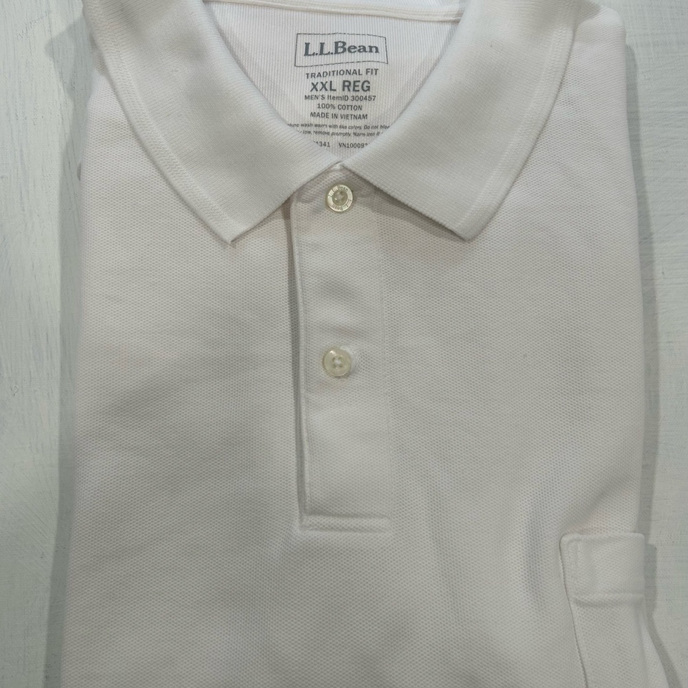 L.L. Bean Men's Classic White Polo Shirt XXL
